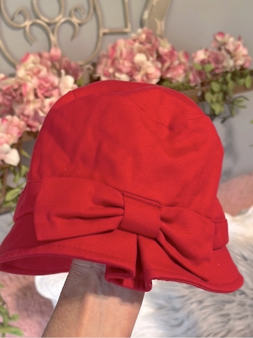 Red Bow Kids Cotton Bucket Hat